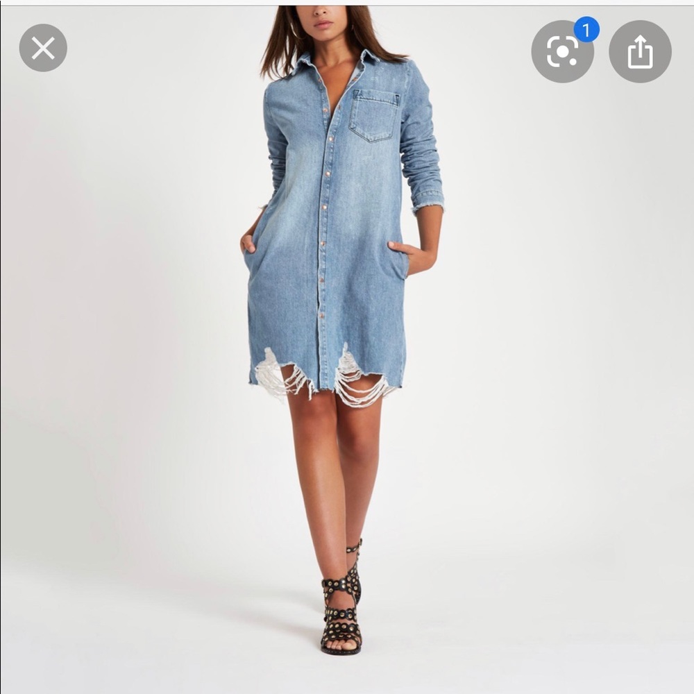 River Island ripped denim dress